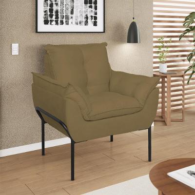 Poltrona Decorativa Luxo Recepção Clínica Estética Preto Capuccino