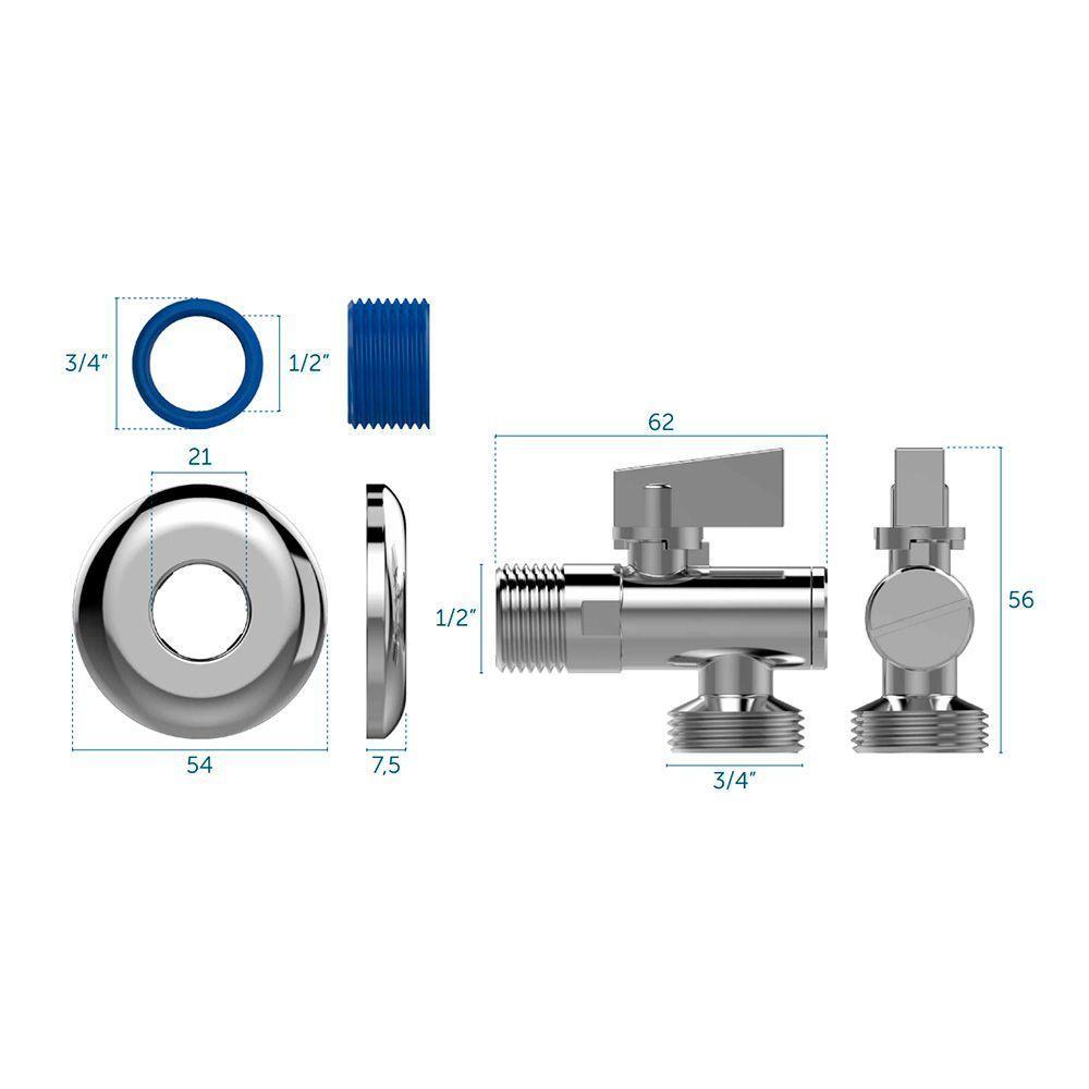 Torneira De Esfera Com Filtro Para Máquina De Lavar Blukit Cromada - 2