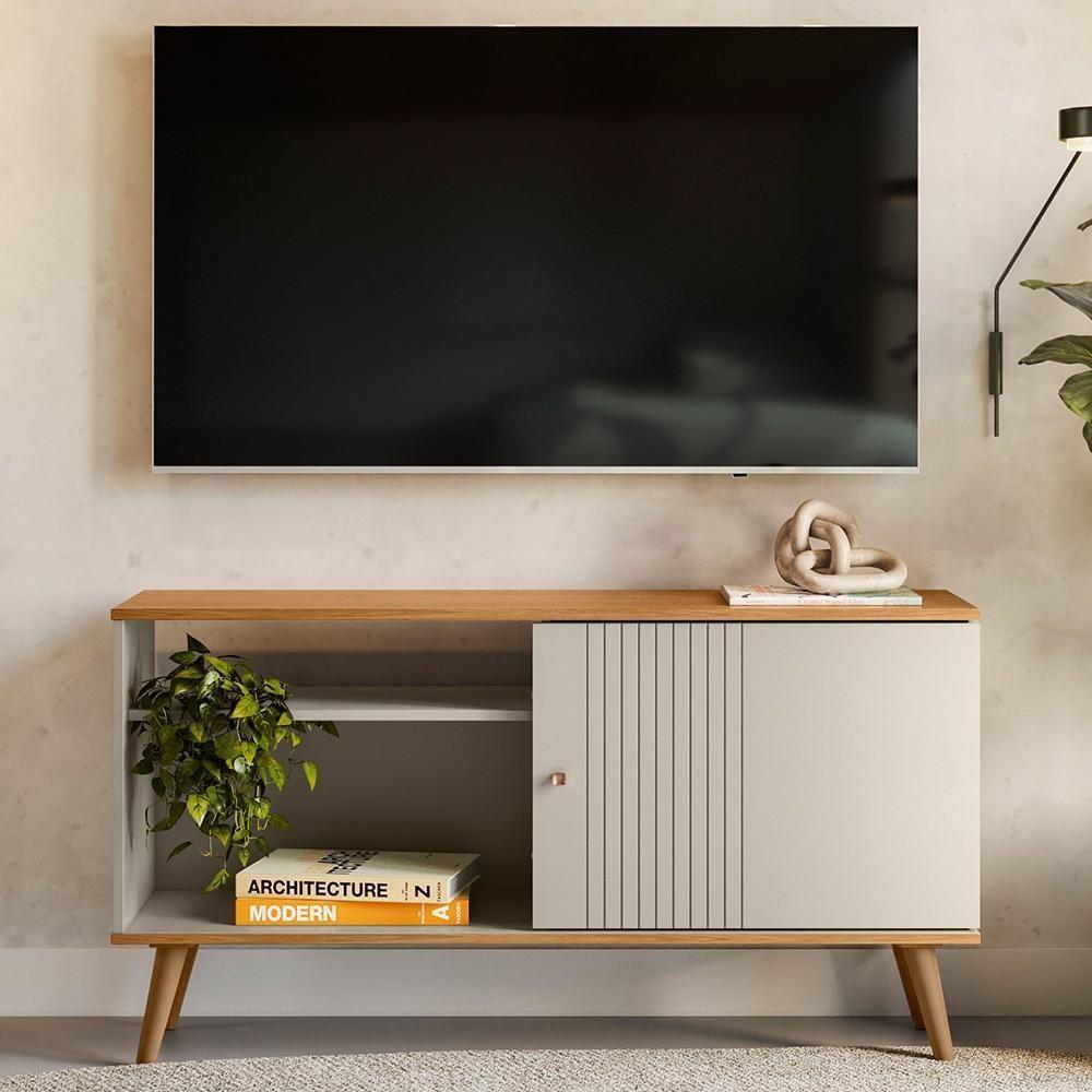 Rack Bancada De Tv 50 Polegadas Rebu L06 Nature/off White - Mpozenato - 4