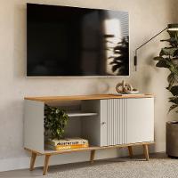 Rack Bancada De Tv 50 Polegadas Rebu L06 Nature/off White - Mpozenato - 5