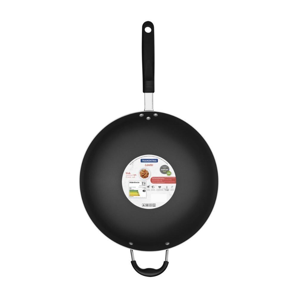 Wok Tramontina Loreto Alumínio Com Revestimento Interno Antiaderente Starflon T1 Cabo Baquelite Grafite 32 Cm 4,4 L - 2