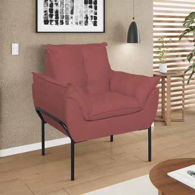Poltrona Decorativa Luxo Recepção Clínica Estética Preto Rosa