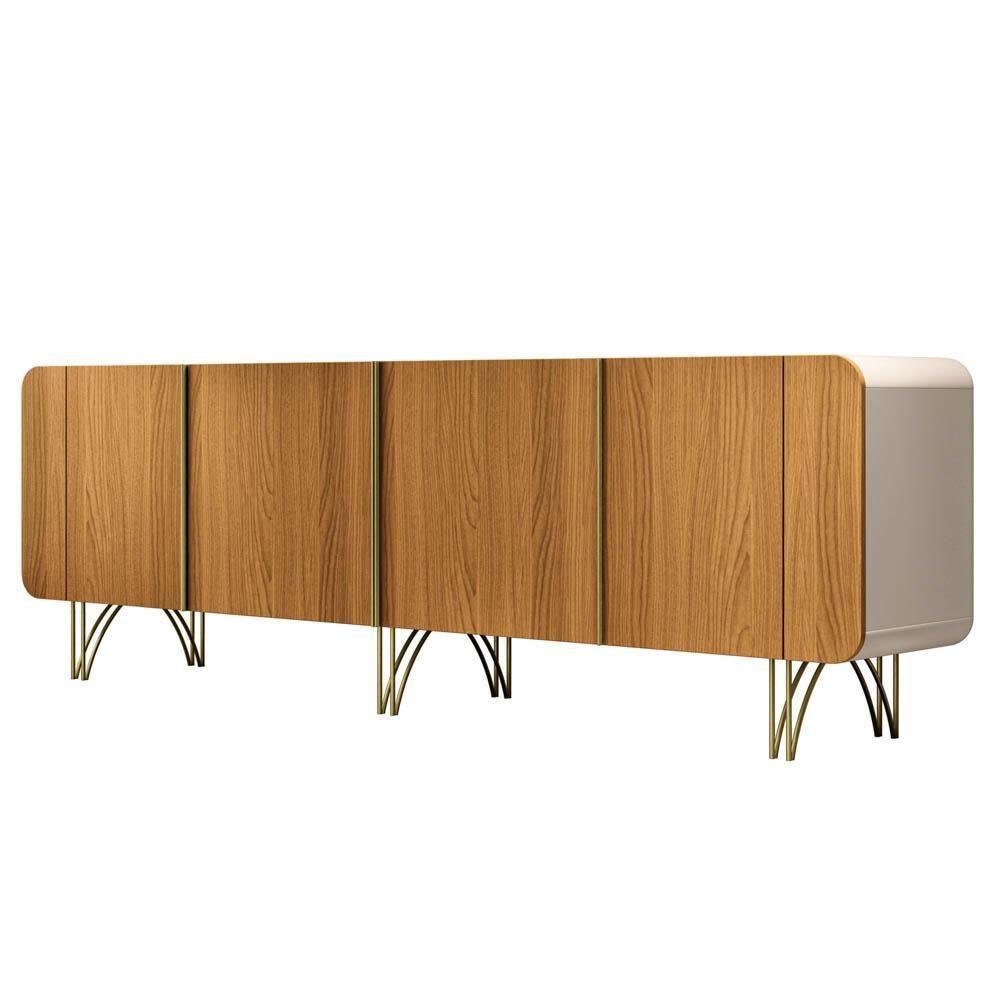 Balcão Aparador Buffet Piacente H01 Off White/cinamomo - Mpozenato - 1