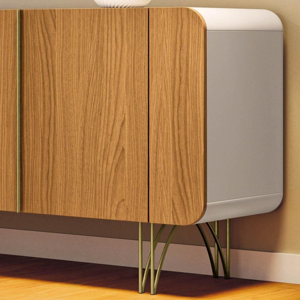 Balcão Aparador Buffet Piacente H01 Off White/cinamomo - Mpozenato - 6