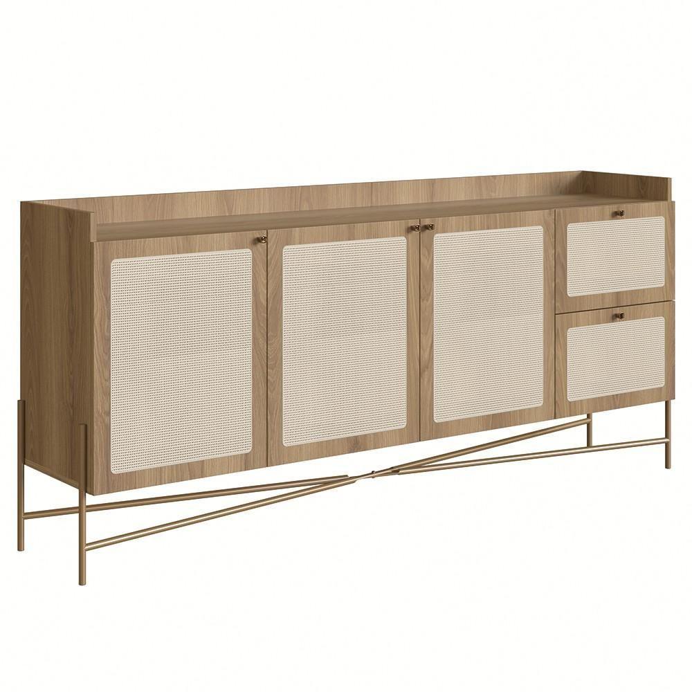 Balcão Aparador Buffet 3 Portas Pé Metal Arlo A10 Hanover/dourado - Mpozenato - 1