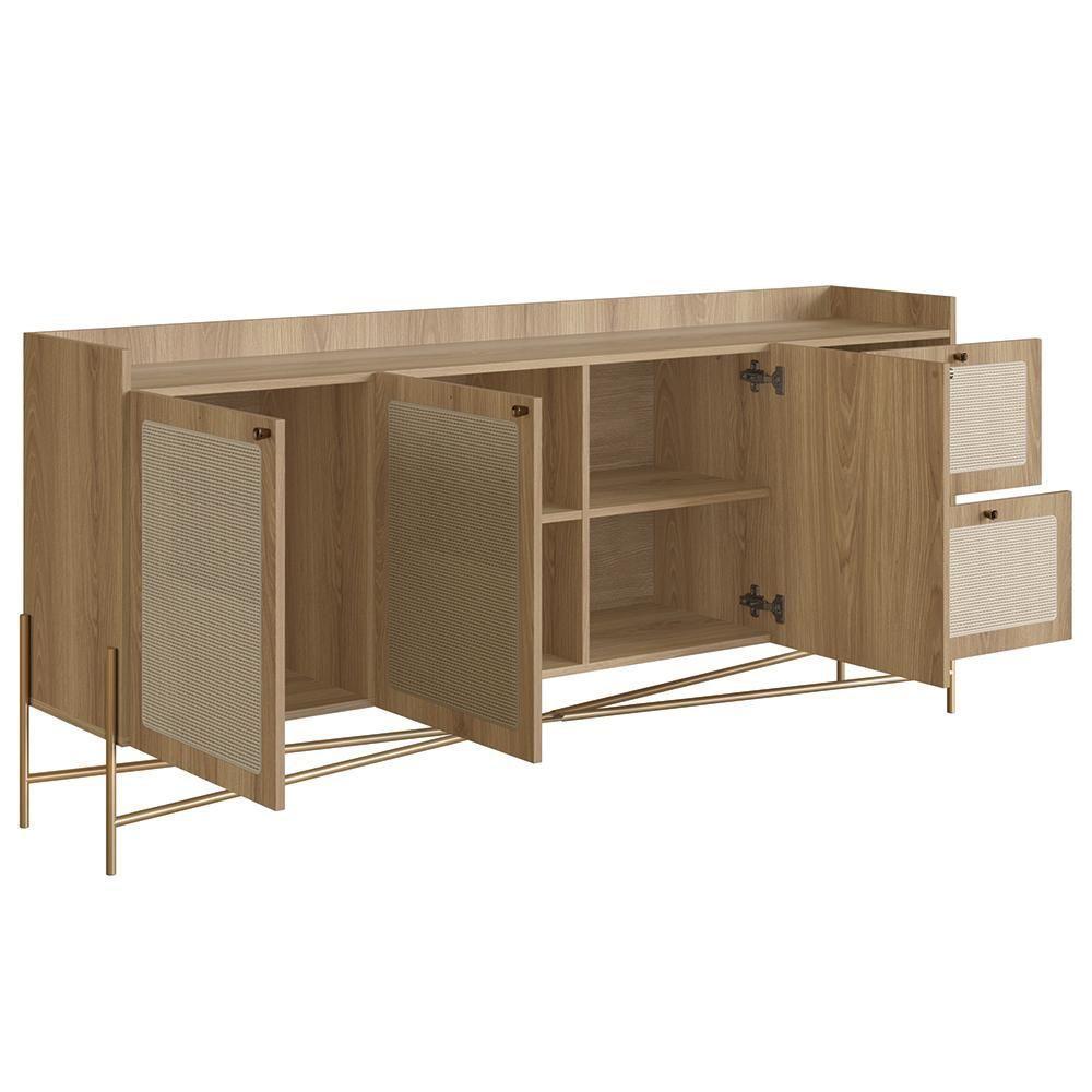 Balcão Aparador Buffet 3 Portas Pé Metal Arlo A10 Hanover/dourado - Mpozenato - 6