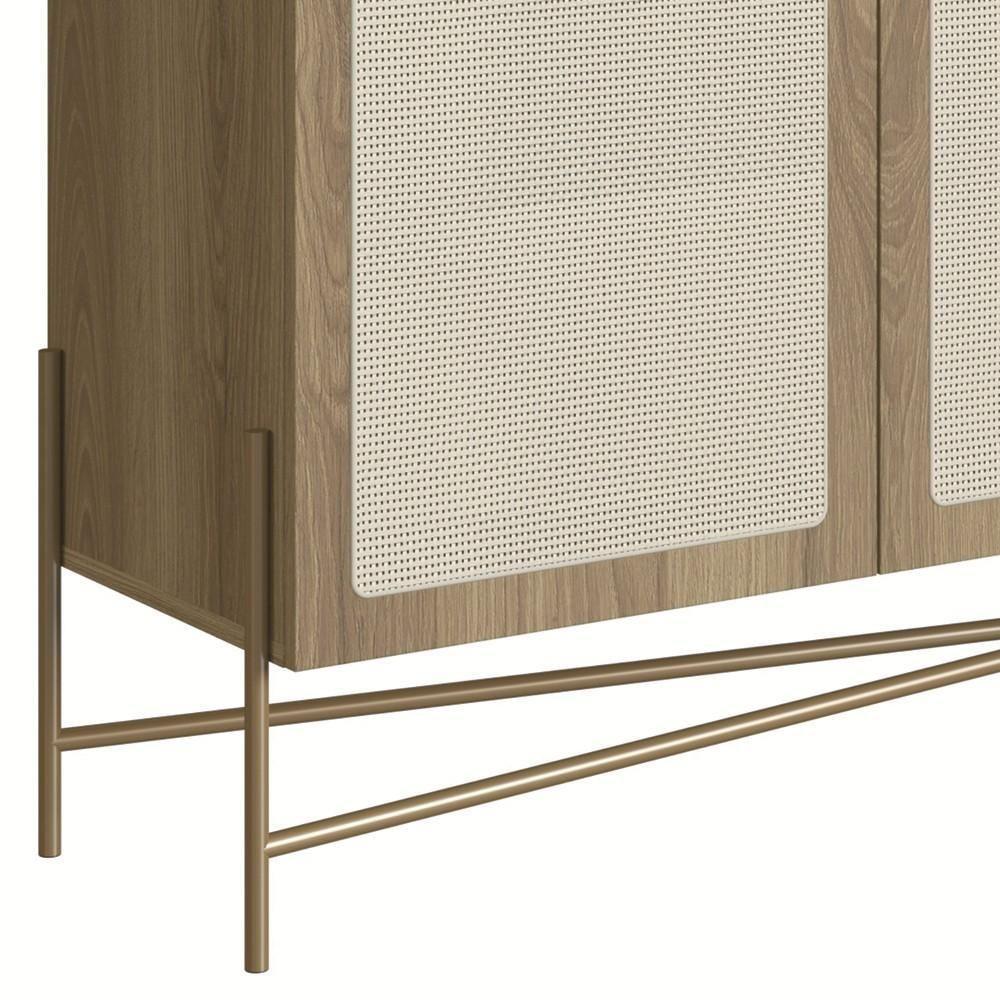 Balcão Aparador Buffet 3 Portas Pé Metal Arlo A10 Hanover/dourado - Mpozenato - 8