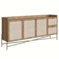 Balcão Aparador Buffet 3 Portas Pé Metal Arlo A10 Hanover/dourado - Mpozenato - 1
