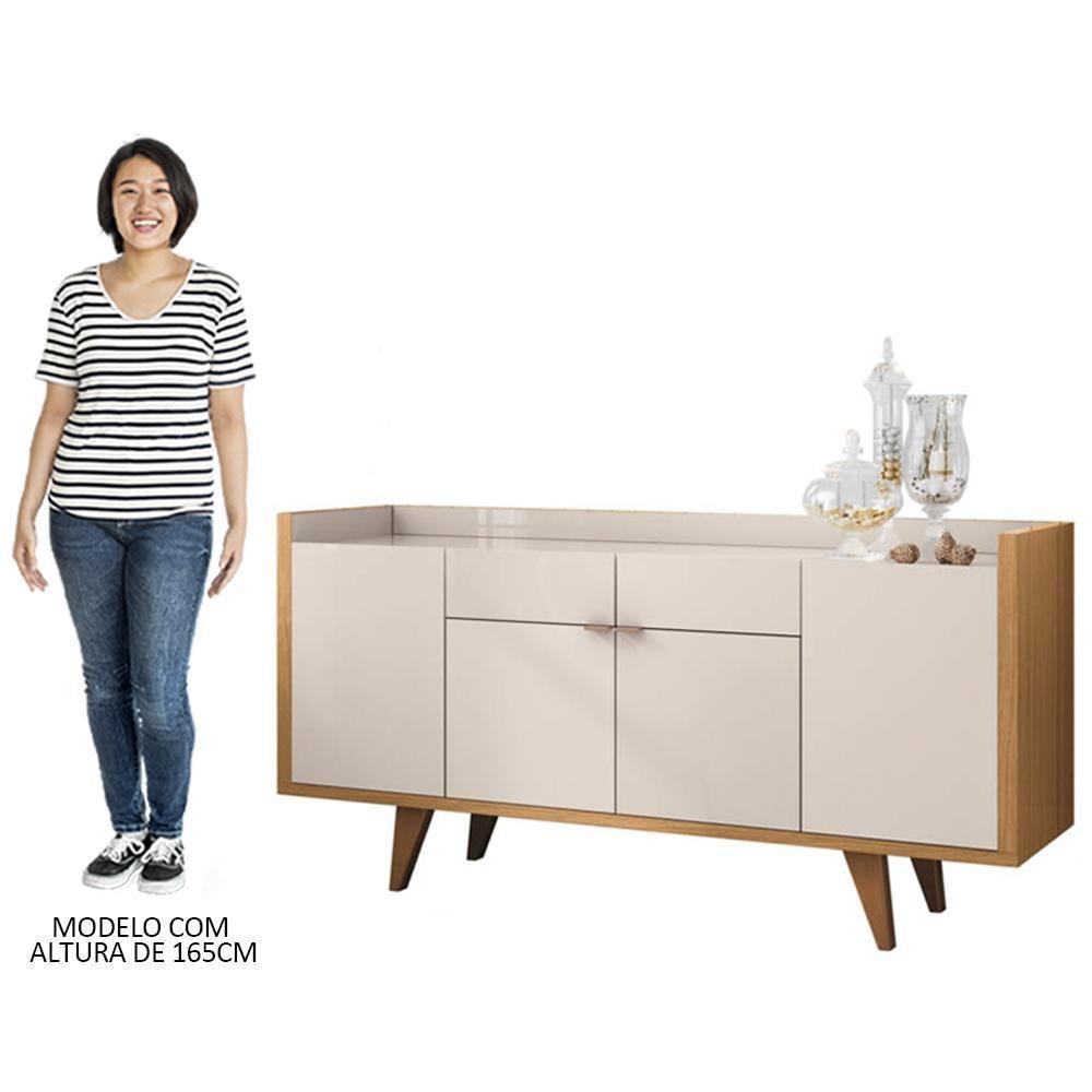 Balcão Aparador Buffet 4 Portas Sinfonia H01 Off White/cinamomo - Mpozenato - 2