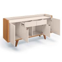 Balcão Aparador Buffet 4 Portas Sinfonia H01 Off White/cinamomo - Mpozenato