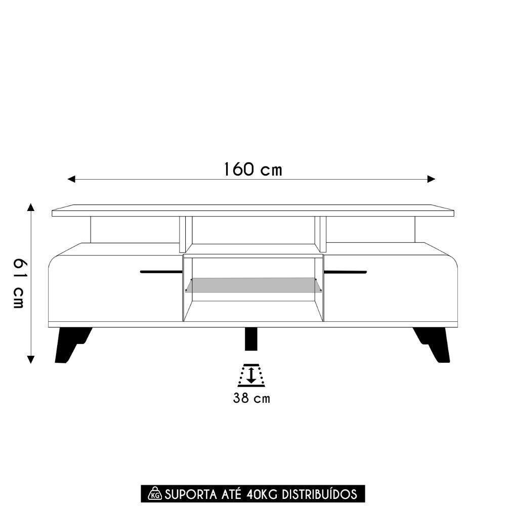 Rack Bancada Para Tv 60 Pol 160cm Amago H01 Cinamomo/off - Mpozenato - 4