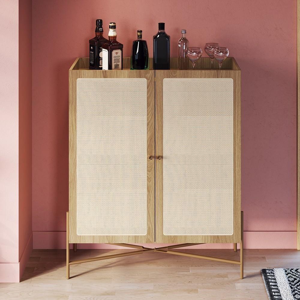 Armário Aparador Bar 2 Portas Pé Metal Arlo A10 Hanover/dourado - Mpozenato - 2