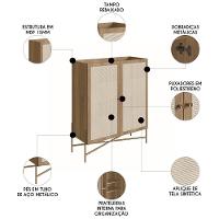 Armário Aparador Bar 2 Portas Pé Metal Arlo A10 Hanover/dourado - Mpozenato - 3