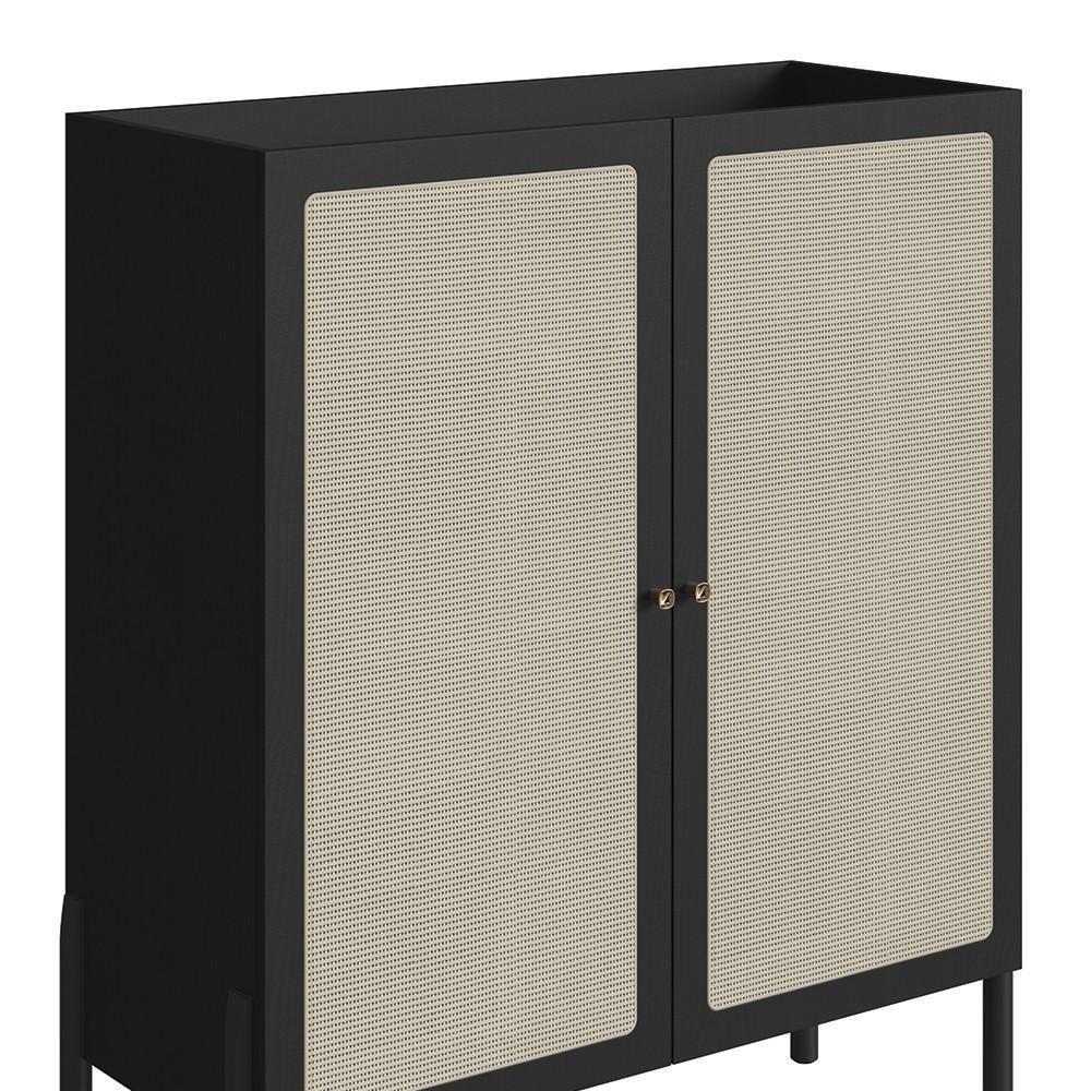 Armário Aparador Bar 2 Portas Pés Madeira Arlo A10 Nero/preto - Mpozenato - 6