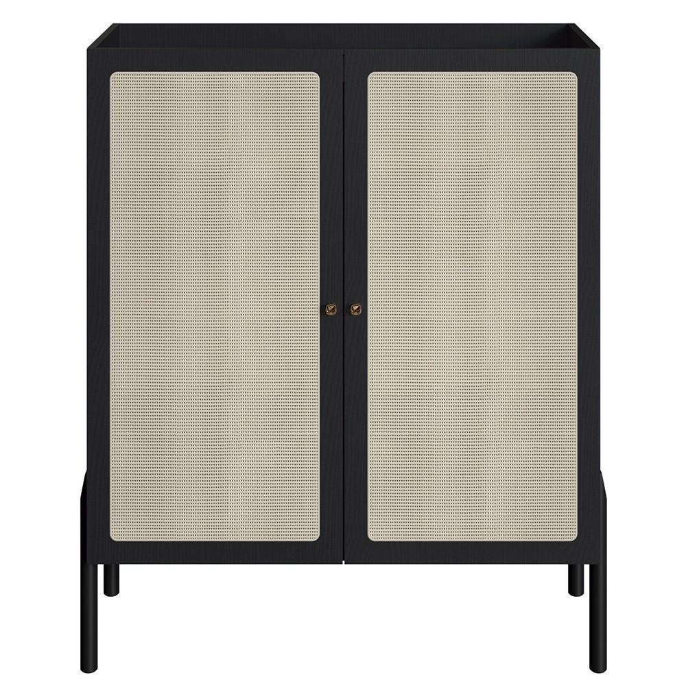 Armário Aparador Bar 2 Portas Pés Madeira Arlo A10 Nero/preto - Mpozenato - 8