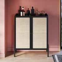 Armário Aparador Bar 2 Portas Pés Madeira Arlo A10 Nero/preto - Mpozenato - 2