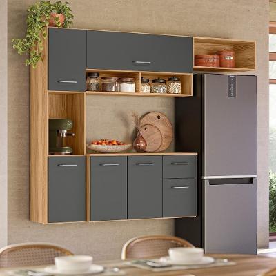 Cozinha Suspensa 6 Portas 1 Gaveta Becca Freijó/chumbo