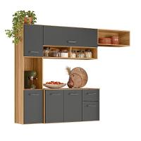 Cozinha Suspensa 6 Portas 1 Gaveta Becca Freijó/chumbo