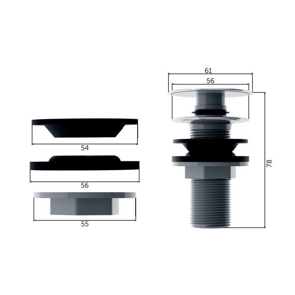 Válvula Para Lavatório Click Blukit 101651 Cromada - 4