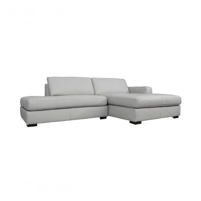 Sofá De Couro Com Chaise N.y. 3 Lugares Off White 2,34 M - Mempra