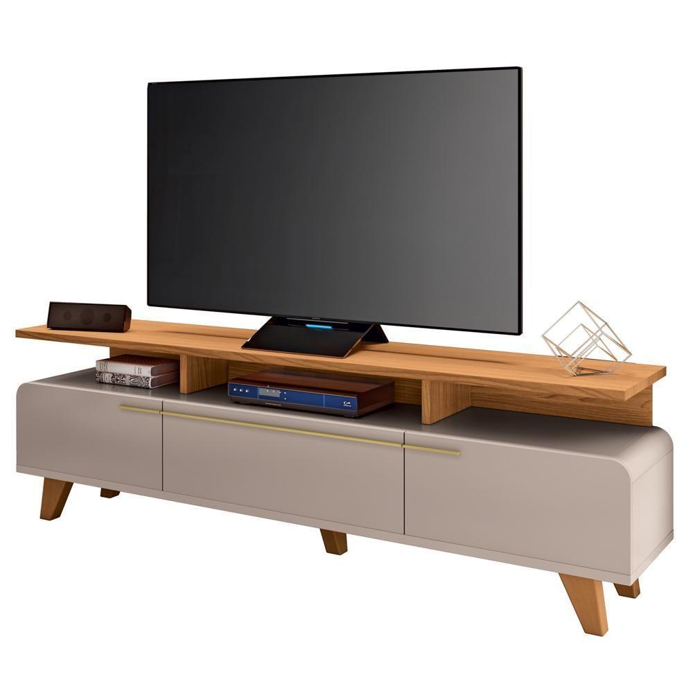 Rack Bancada Para Tv 70 Pol 200cm 3 Portas Amago H01 Off White/cinamomo - Mpozenato - 1