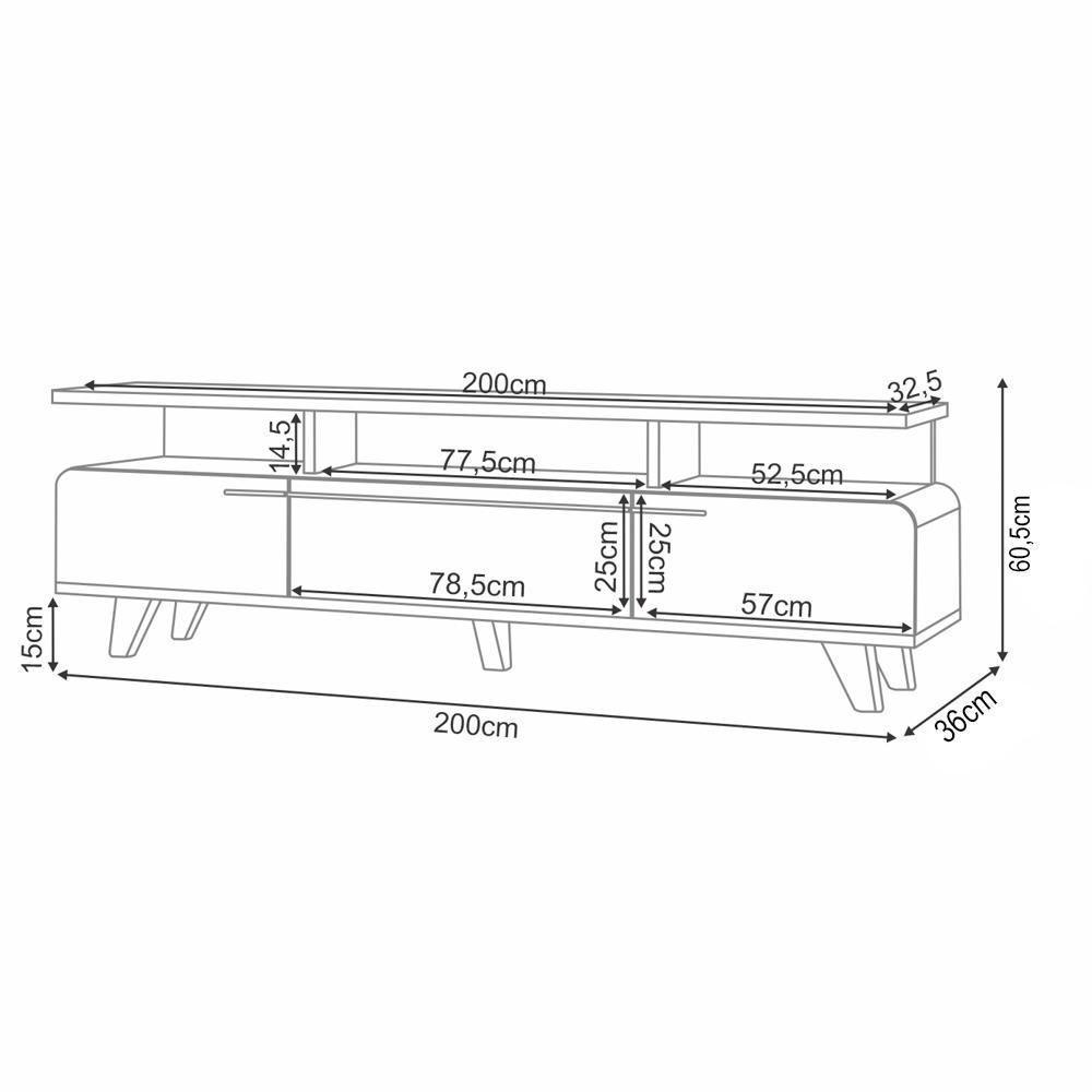 Rack Bancada Para Tv 70 Pol 200cm 3 Portas Amago H01 Off White/cinamomo - Mpozenato - 4