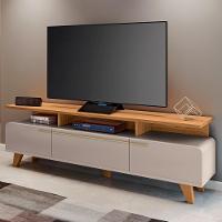 Rack Bancada Para Tv 70 Pol 200cm 3 Portas Amago H01 Off White/cinamomo - Mpozenato - 2