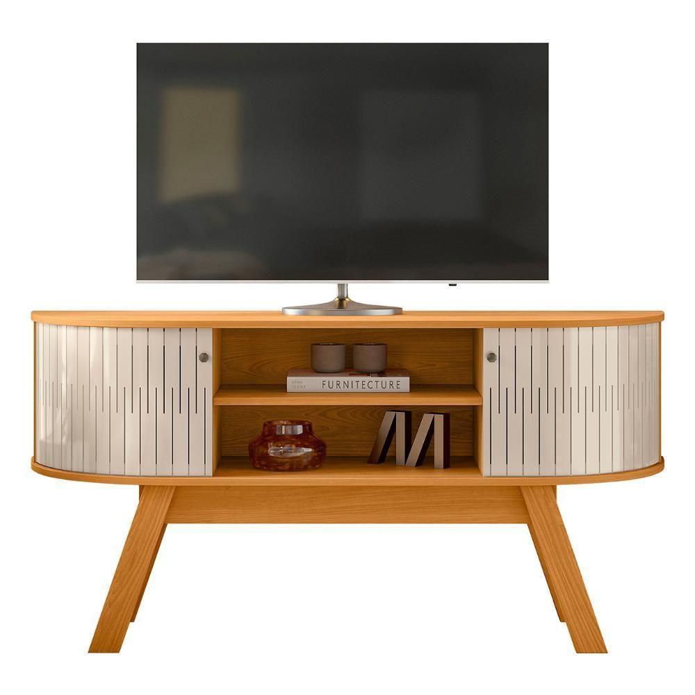 Rack Bancada De Tv 55 Pol 136cm Alana Z10 Off/cinamomo - Mpozenato - 1
