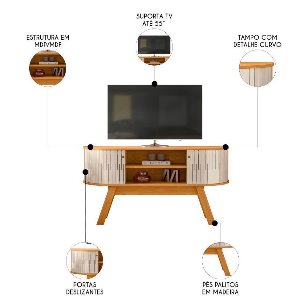 Rack Bancada De Tv 55 Pol 136cm Alana Z10 Off/cinamomo - Mpozenato - 3