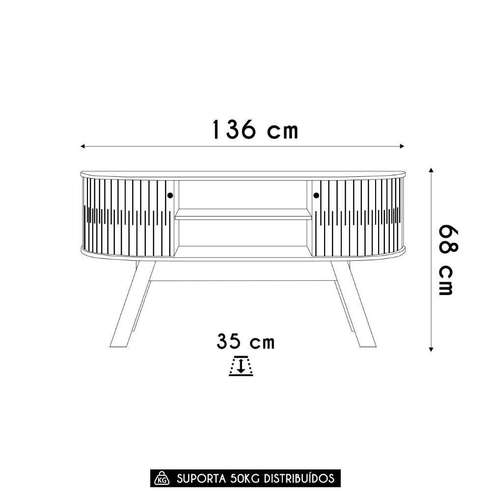 Rack Bancada De Tv 55 Pol 136cm Alana Z10 Off/cinamomo - Mpozenato - 4