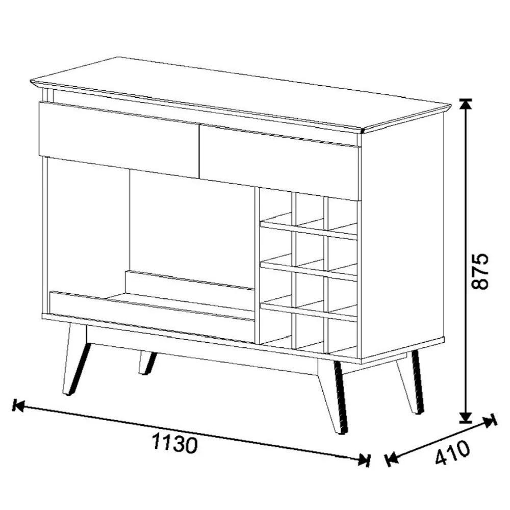 Aparador Classic Com Espelho Decorativo Adnet 67cm Hi01 Off White/freijó - Mpozenato - 5