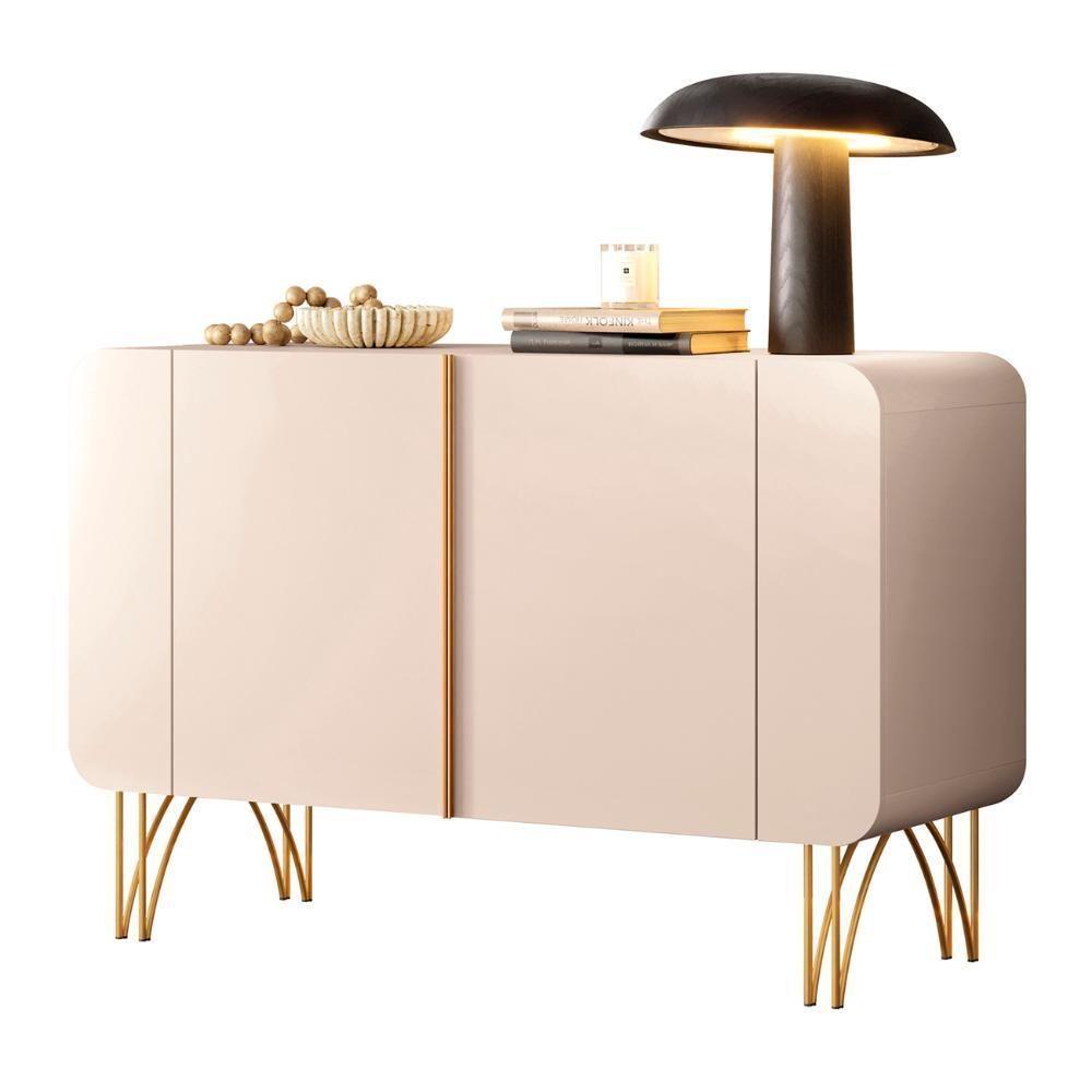 Balcão Aparador Buffet 2 Portas Pé Metal Benvy H01 Off White - Mpozenato - 1