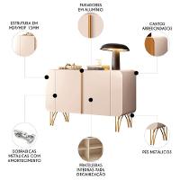 Balcão Aparador Buffet 2 Portas Pé Metal Benvy H01 Off White - Mpozenato - 3