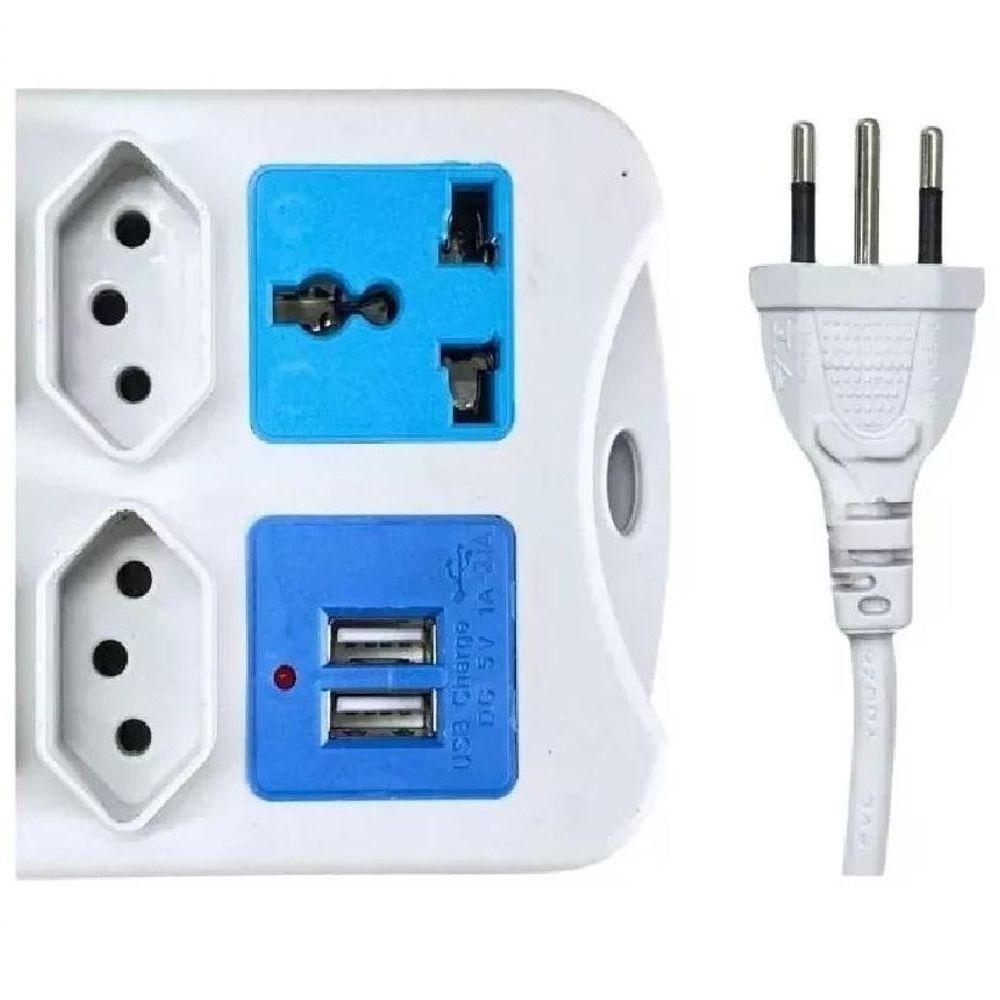 Régua Extensão Elétrica 9 Tomadas Com 2 Usb E Cabo 2 Metros - 2