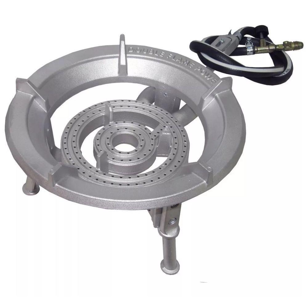 Fogareiro Alumínio Alta Pressão Dupla Chama C- Tripé 40cm - 5