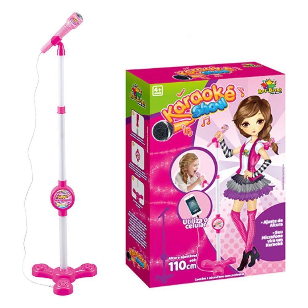 Microfone Karaoke Com Pedestal Use No Celular Cantar Criança Musica Menina - 4