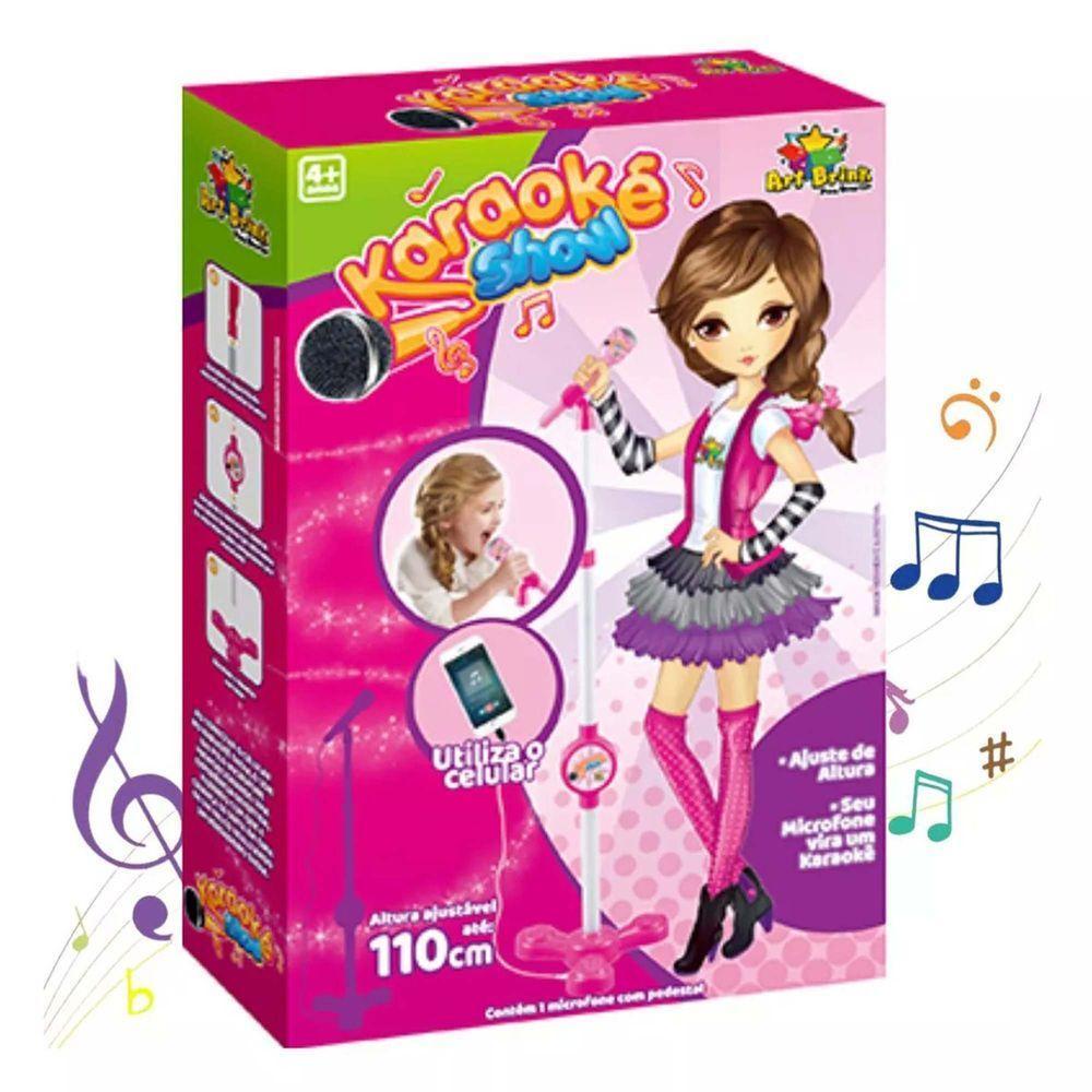 Microfone Karaoke Com Pedestal Use No Celular Cantar Criança Musica Menina - 5