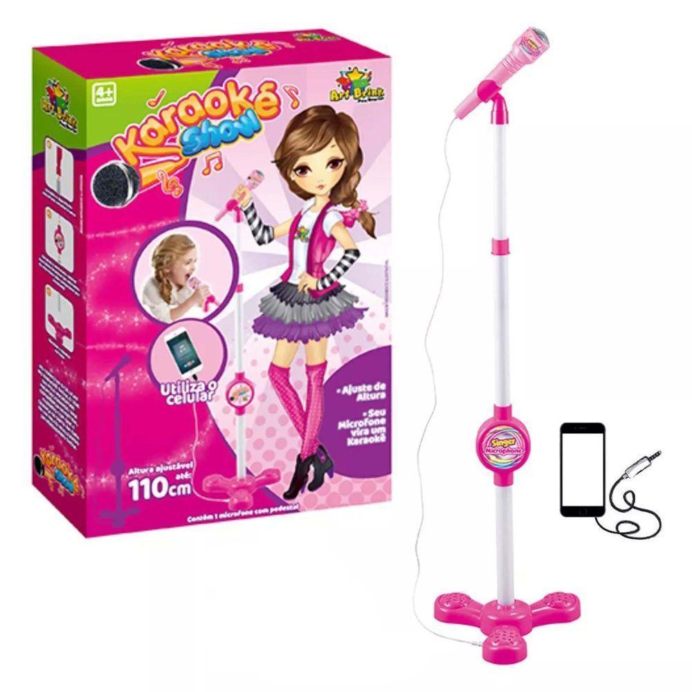 Microfone Karaoke Com Pedestal Use No Celular Cantar Criança Musica Menina - 7