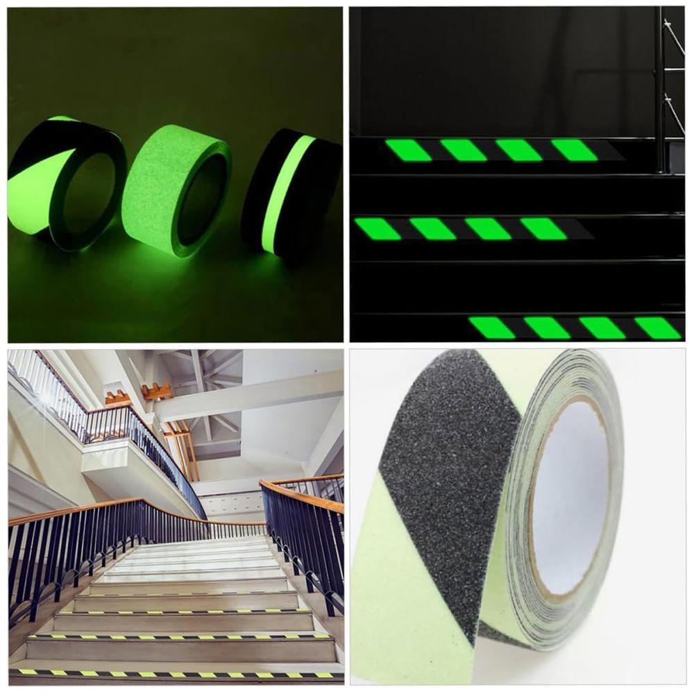 Fita Antiderrapante 5 Metros Fluorescente Brilha No Escuro Escadas Degraus Chao Segurança - 2