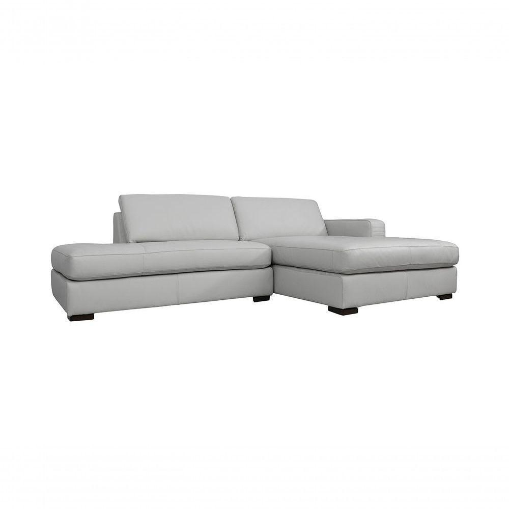 Sofá De Couro Com Chaise N.y. 3 Lugares Off White 2,54 M - Mempra - 1