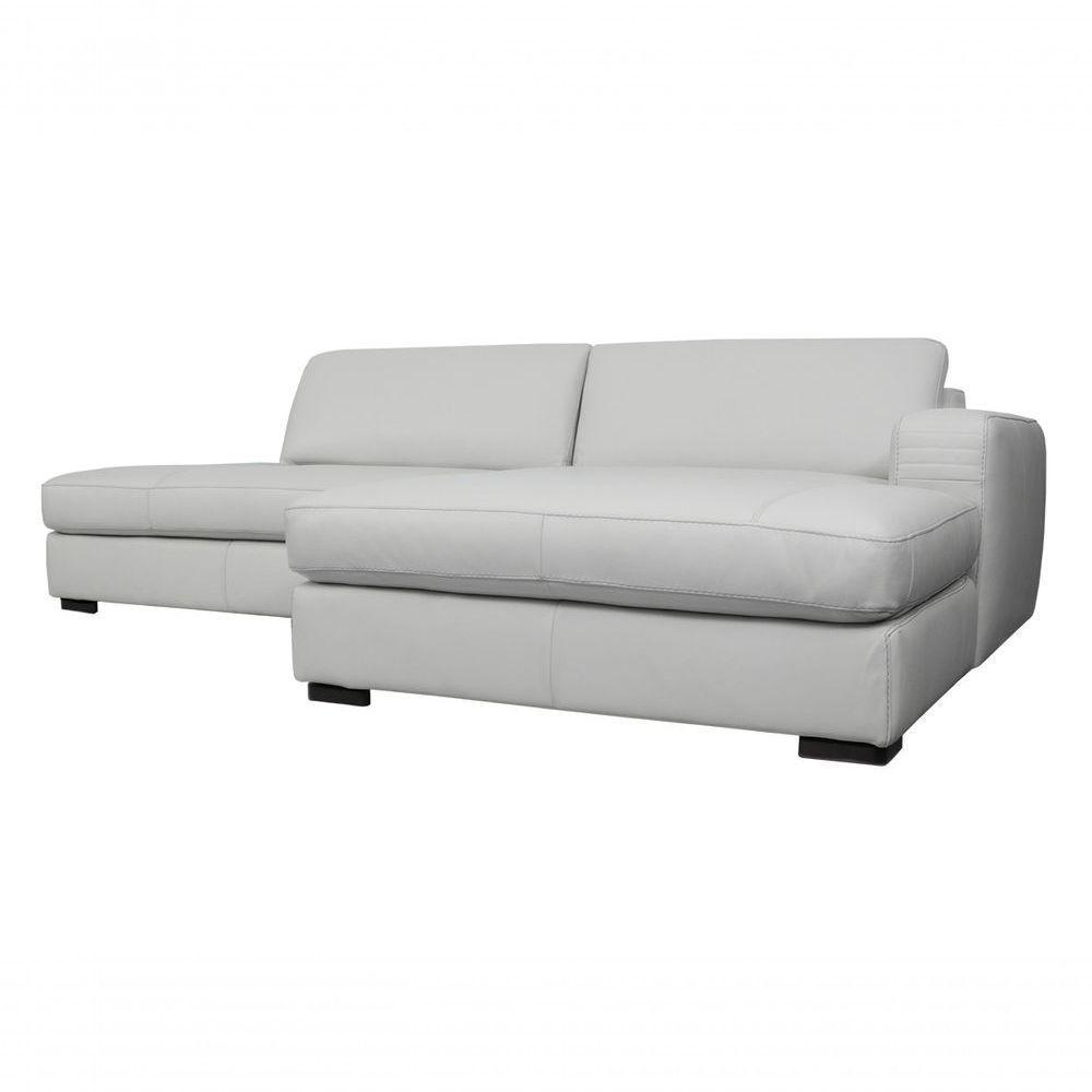 Sofá De Couro Com Chaise N.y. 3 Lugares Off White 2,54 M - Mempra - 3