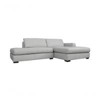 Sofá De Couro Com Chaise N.y. 3 Lugares Off White 2,54 M - Mempra - 1