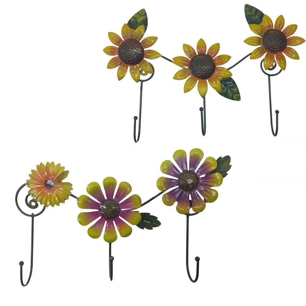 Gancho Metal Kit 4 Uni Enfeite Girassol Parede Pendura Chaves Bone Bone Decoraçao Organizaçao Sala Casa - 1
