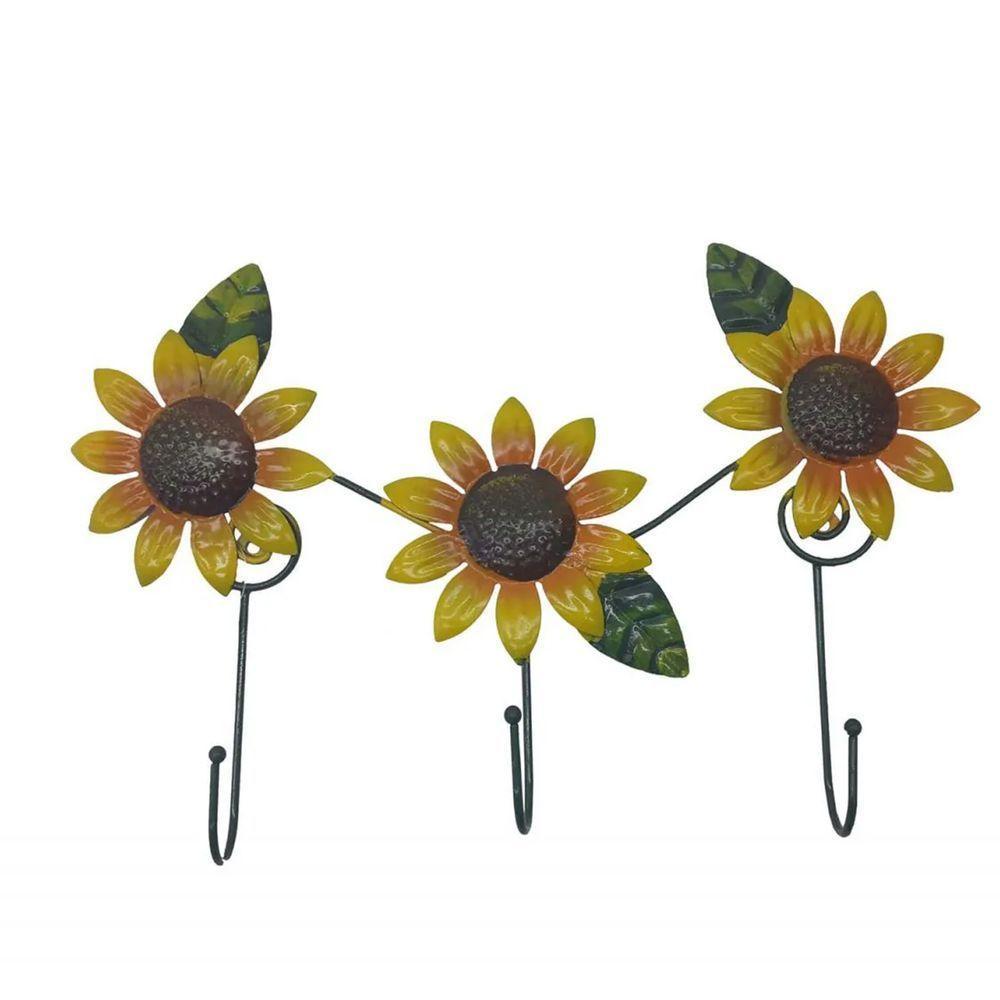 Gancho Metal Kit 4 Uni Enfeite Girassol Parede Pendura Chaves Bone Bone Decoraçao Organizaçao Sala Casa - 2