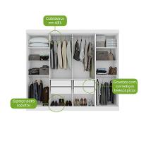 Guarda-roupa New Andara 8 Portas 4 Gavetas Com Espelho E Pés Branco