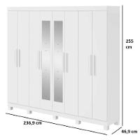 Guarda-roupa New Andara 8 Portas 4 Gavetas Com Espelho E Pés Branco - 9