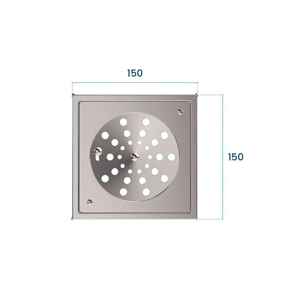 Grelha Para Ralo Quadrado Blukit 15x15 Com Caixilho Cromado - 3