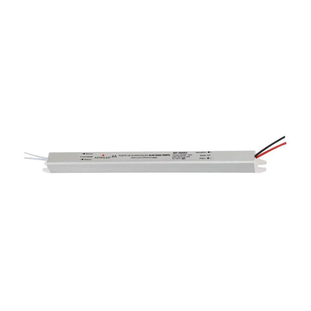 Fonte De Alimentação Slim Para Perfil Astraled 12v 4a / 48w Bivolt Fa-6003 - 1
