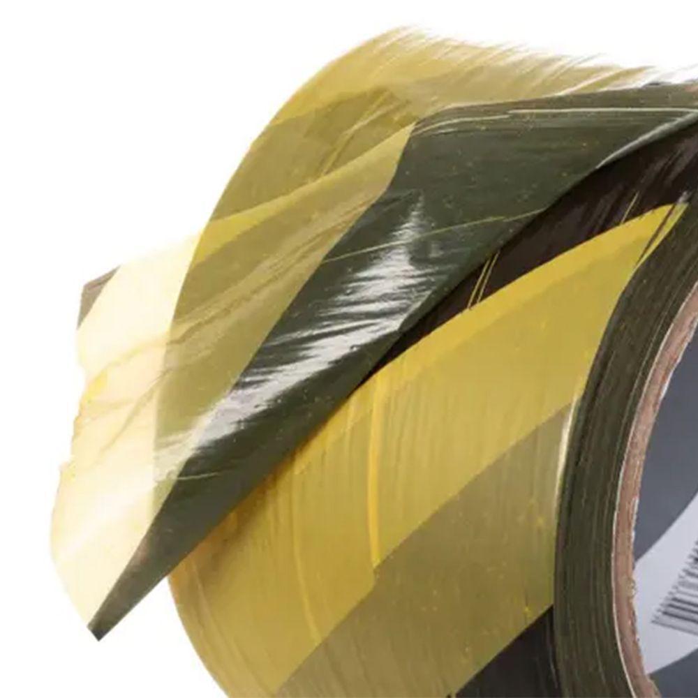 Fita Sinalizaçao 100 Metros Zebrada Segurança Acesso Restrito Isolamento Demarcaçao Proteçao Sem Cola - 7