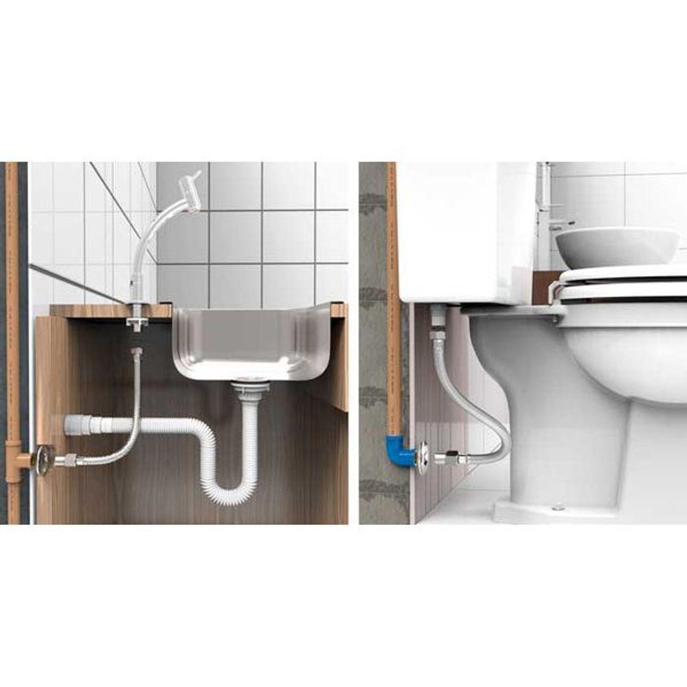 Engate Flexível 1-2 X 50 Cm Pvc Agua Fria Branco Krona - 2